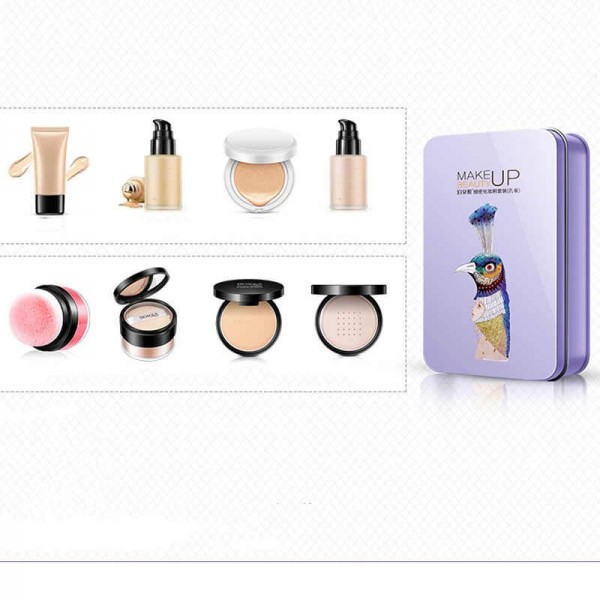 Набір пензлів для макіяжу BIOAQUA, в металевому кейсі, 7 шт