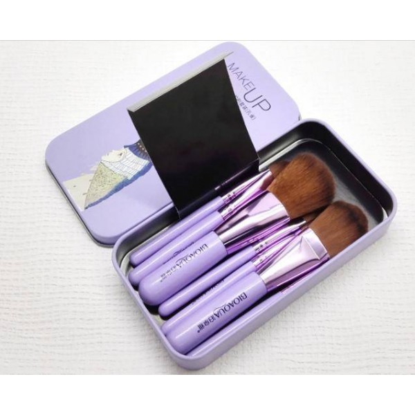 Набір пензлів для макіяжу BIOAQUA, в металевому кейсі, 7 шт