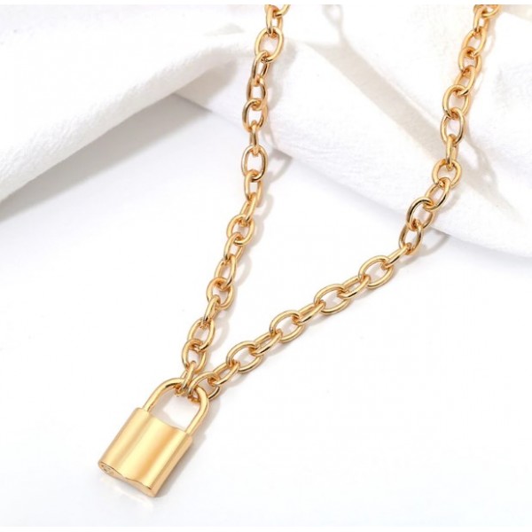 Цепочка с крупными звеньями "Замок", золото, серебро