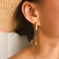 Сережки з великими ланками "Metal Rectangles", 2 кольори