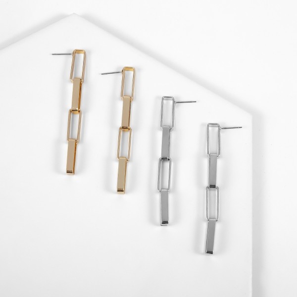 Серьги с крупными звеньями "Metal Rectangles", 2 цвета