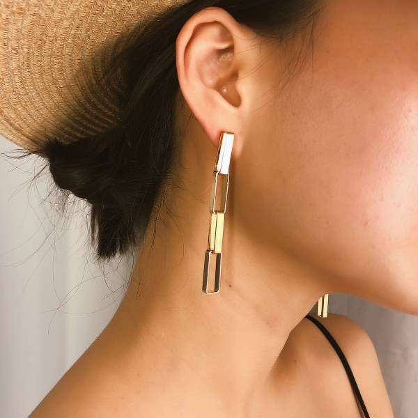 Серьги с крупными звеньями "Metal Rectangles", 2 цвета