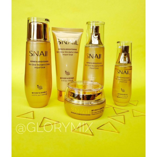 Подарунковий набір BioAqua Snail Repair & Brightening Skin Glow Wonderful Vitality Import Snail, з муцином равлики, 5 засобів