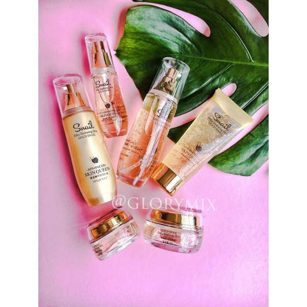 Подарунковий набір Venzen Silky Hydrating Skin GOLD SNAIL, з муцином равлики і нано-золотом, 6 засобів