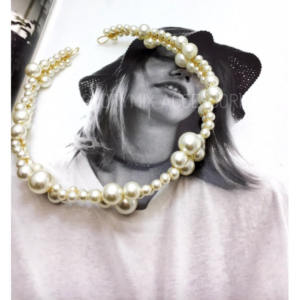 Обруч для волосся, з перлами, "Tender Pearls", білий Обруч для волосся, з перлами, "Tender Pearls", білий