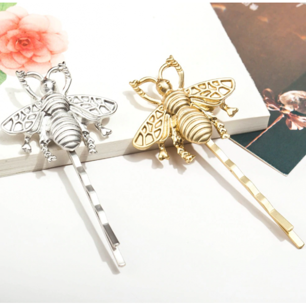 Шпилька для волосся, невидимка, Бджола, золота 1 шт