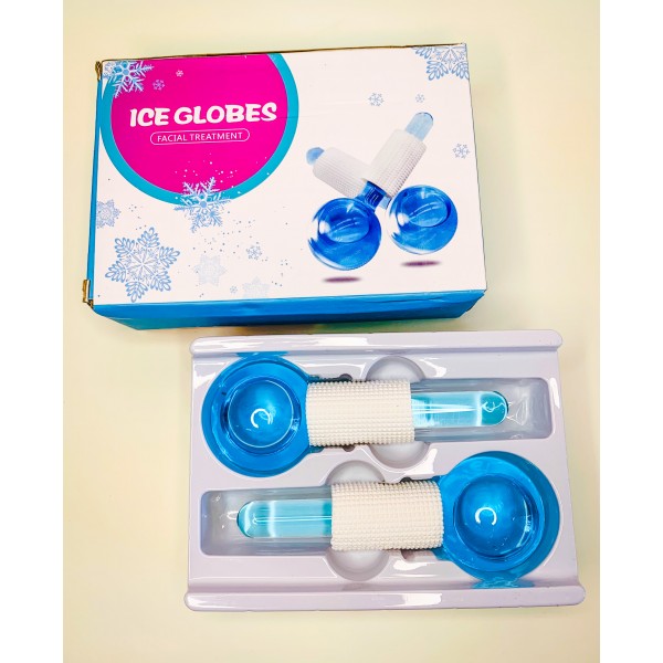 Масажер крижаний, кріосфера, кріомасажер для обличчя і тіла, з резиновою ручкою, 2 шт