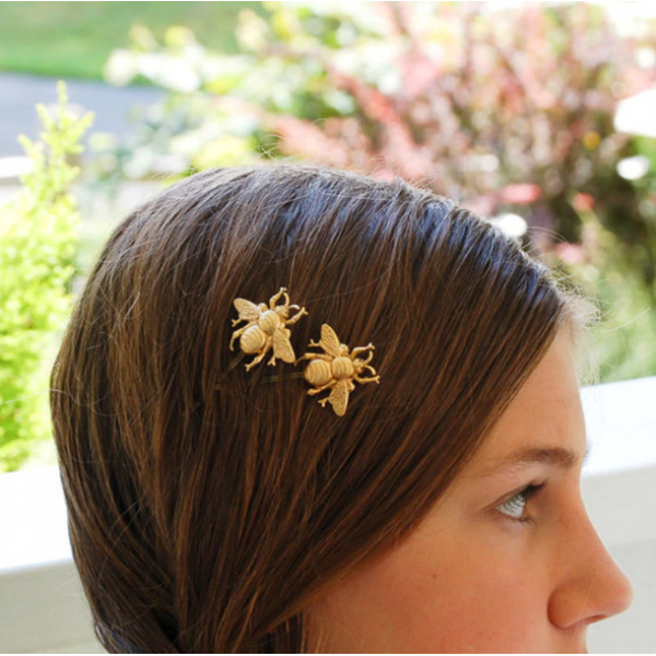 Шпилька для волосся, невидимка, Бджола, золота 1 шт