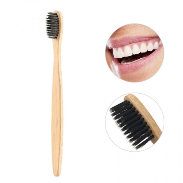 Зубна щітка, з натурального бамбука, м'яка, вугільна, 1 шт