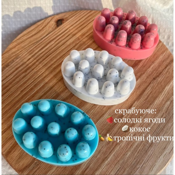 Масажне мило ручної роботи, скрабуюче, антицелюлітне, з ароматом кокоса