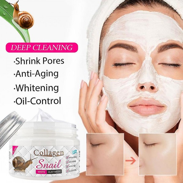 Маска для обличчя з білою глиною, Collagen Snail White Clay Mask, із муцином равлика, 150 г