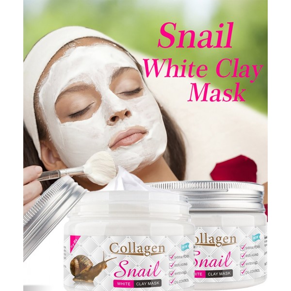 Маска для обличчя з білою глиною, Collagen Snail White Clay Mask, із муцином равлика, 150 г