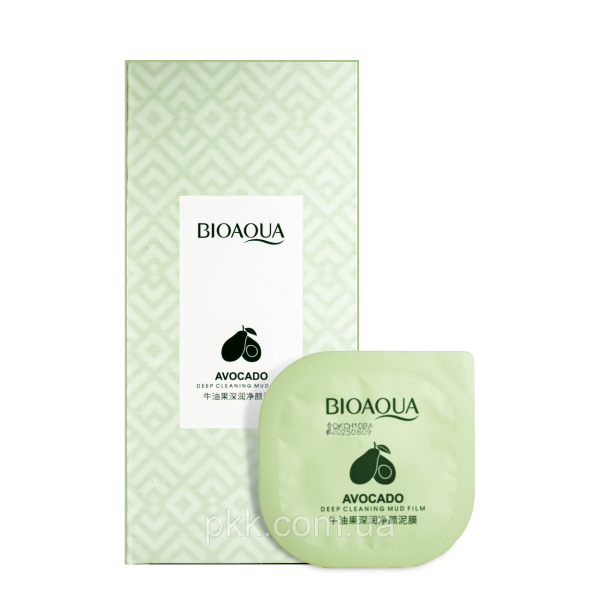 Маска для обличчя, очищаюча, Bioaqua Avocado Deep Cleansing Mud Film, з екстрактом авокадо, 8*5 мл