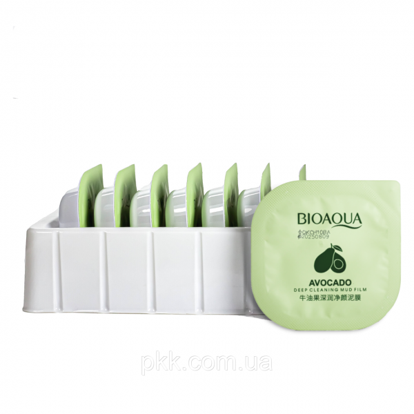 Маска для обличчя, очищаюча, Bioaqua Avocado Deep Cleansing Mud Film, з екстрактом авокадо, 8*5 мл