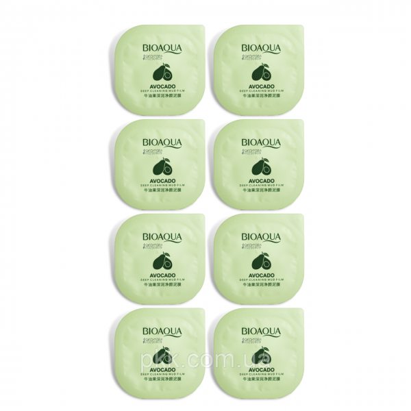 Маска для обличчя, очищаюча, Bioaqua Avocado Deep Cleansing Mud Film, з екстрактом авокадо, 8*5 мл