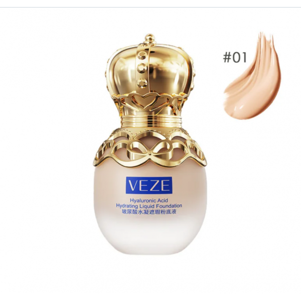 Тональный крем увлажняющий Veze Hyaluronic Acid Hydration Liquid Foundation, с гиалуроновой кислотой, тон 01 натуральный, 30 мл Тональный крем увлажняющий Veze Hyaluronic Acid Hydration Liquid Foundation, с гиалуроновой кислотой, тон 01 натуральный, 30 мл