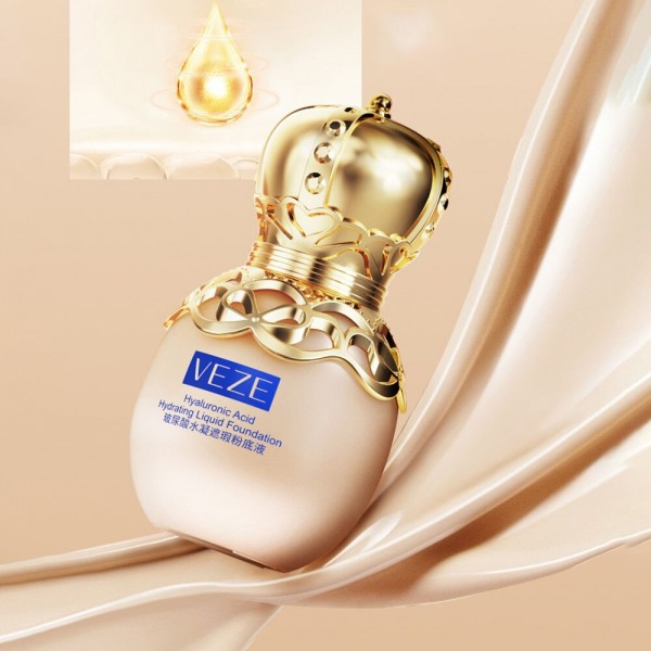 Тональный крем увлажняющий Veze Hyaluronic Acid Hydration Liquid Foundation, с гиалуроновой кислотой, тон 02 слоновая кость, 30 мл