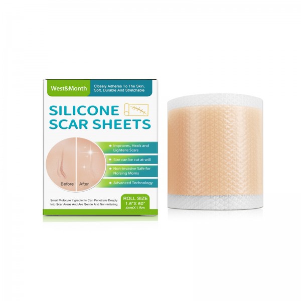 Пластир силіконовий від шрамів та рубців West&Month Silicone Scar Sheets, гель-пластир від шрамів, тілесний, 4 см х 1,5 м