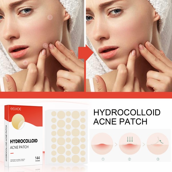Патчі від акне EELHOE Hydrocolloid Acne Patch, гідроколоїдний пластир від прищів, 144 шт Патчі від акне EELHOE Hydrocolloid Acne Patch, гідроколоїдний пластир від прищів, 144 шт