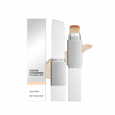 Тональний крем у стіку 2 в 1 з пензлем Color Changing Foundation Stick, двосторонній, адаптується до тону шкіри, тон 01 Ivory White, 13 г