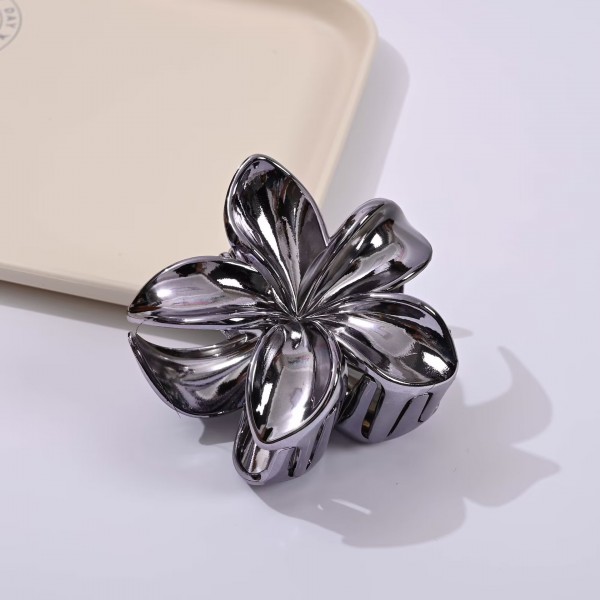 Затискач для волосся «Shiny Metal Flower», прикраса для зачіски, 6 см, 4 кольори