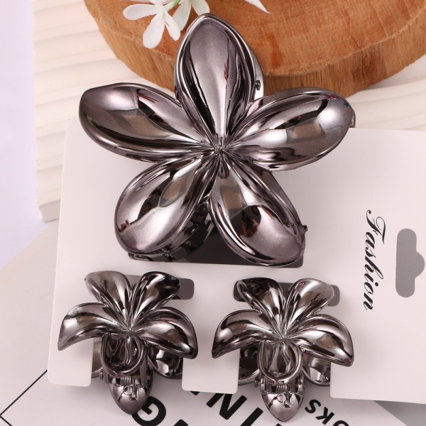 Затискач для волосся «Shiny Metal Flower», прикраса для зачіски, 6 см, 4 кольори