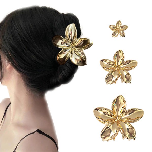 Затискач для волосся «Shiny Metal Flower», прикраса для зачіски, 6 см, 4 кольори