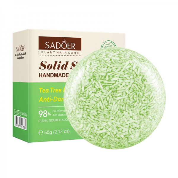 Твердий шампунь для волосся з екстрактом чайного дерева SADOER Tea Tree Extract Anti-Dandruff, шампунь від лупи, 60 г