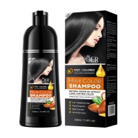 Шампунь для фарбування волосся та маскування сивини SADOER Hair Color Shampoo з аргановою олією, чорний, 500 мл