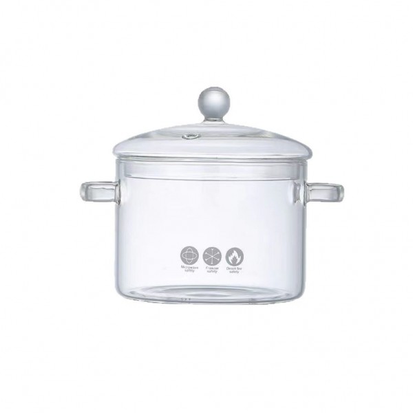 Каструля скляна з кришкою з боросилікатного скла, прозора каструля, 1,9 л