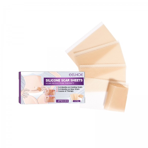 Пластырь силиконовый от шрамов и рубцов EELHOE Silicone Scar Sheets, гель-пластырь от шрамов, телесный, 4х7,5 см, 4 шт
