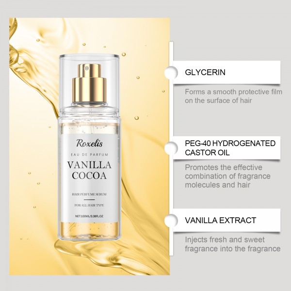 Спрей парфумований для волоося та тіла Roxelis Vanilla Cocoa, ваніль та како, 100 мл Спрей парфумований для волоося та тіла Roxelis Vanilla Cocoa, ваніль та како, 100 мл