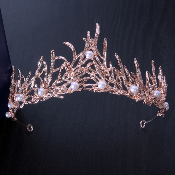 Корона на голову з перлами "Grace", рожеве золото Корона на голову з перлами "Grace", рожеве золото
