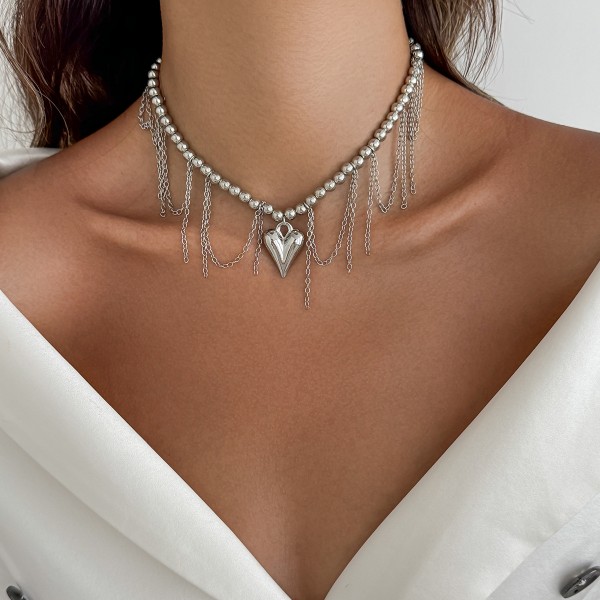 Ланцюжок на шию "Silver Pearl Heart", срібло