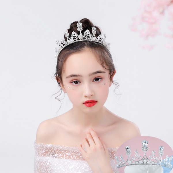 Корона на голову зі стразами "Girls Shine", прикраса на голову з камінням, срібло