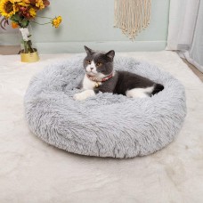 Лежак для собак та котів, плюшевий килимок для домашніх тварин, сірий, 60х60х18 см