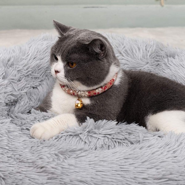 Лежак для собак та котів, плюшевий килимок для домашніх тварин, сірий, 60х60х18 см