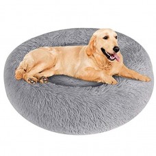 Лежак для собак та котів, плюшевий килимок для домашніх тварин, сірий, 80х80х18 см