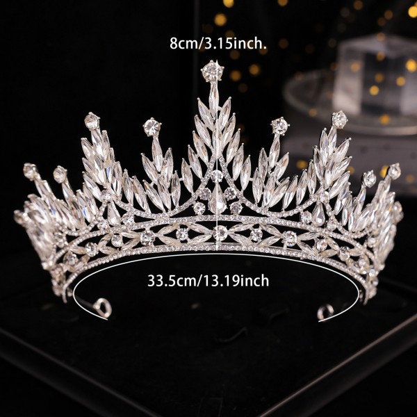 Корона на голову со стразами и камнями "Crystal Shine Bright", украшение на голову с камнями, серебро