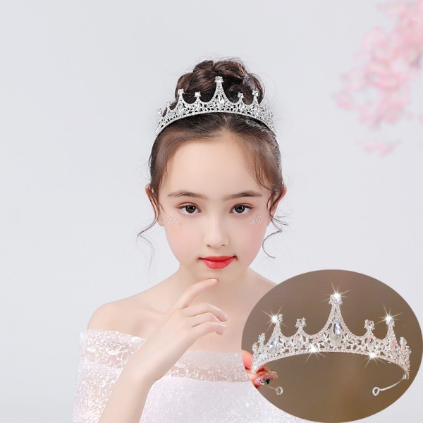 Корона на голову со стразами и камнями "Mystery Silver Crown", украшение на голову с камнями, серебро