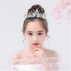 Корона на голову зі стразами "Girls Fashion Crown", прикраса на голову з камінням, срібло