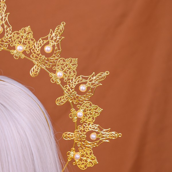 Обруч на голову оріон в античному стилі з перлами "Greece Golden Pearls", золото Обруч на голову оріон в античному стилі з перлами "Greece Golden Pearls", золото