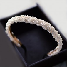 Обруч для волосся з перлами "Pearl Fashion Style", прикраса на голову, золото