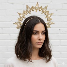 Обруч на голову оріон в античному стилі з перлами "Greece Golden Pearls", золото