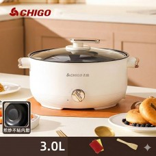 Каструля електрична з механічним управлінням, багатофункціональна електрична каструля, біла, 3 л