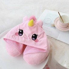 Подушка в дорогу з капюшоном "Рожевий Єдиноріг", 1шт