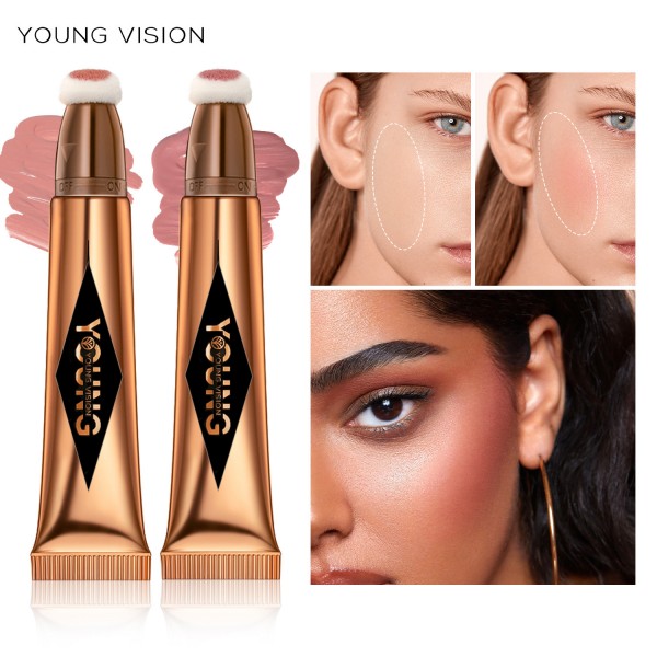 Румяна жидкие для лица с спонжем YOUNG VISION, разные цвета, 12 мл