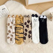 Шкарпетки махрові жіночі, теплі шкарпетки з принтом "Котик з вушками", термошкарпетки мікрофліс, різні кольори, 36-39