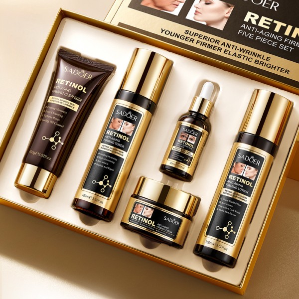 Подарочный набор по уходу за кожей лица с ретинолом SADOER Anti-Aging Firming 5-Piece Set, антивозрастной, 5 средств