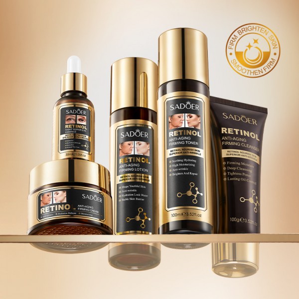 Подарочный набор по уходу за кожей лица с ретинолом SADOER Anti-Aging Firming 5-Piece Set, антивозрастной, 5 средств